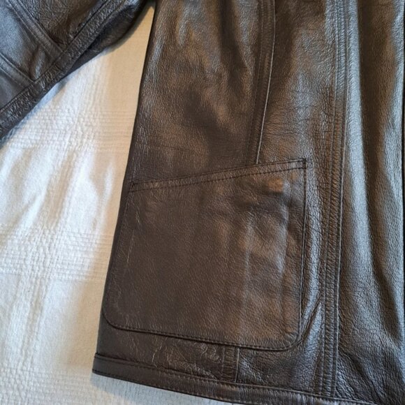 Chico's womens size 2 or Large reversible leather jacket, brown & animal print - Picture 8 of 15